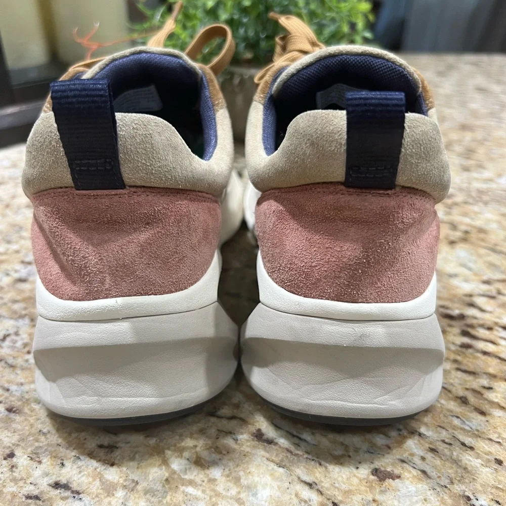 Tory Burch Good Luck Trainer Pink and Tan Sneakers 7.5